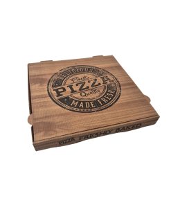 Alternative view of Lot de 100 boîtes à pizza fond effet bois avec motif noir – Format 29 x 3,5 cm – Carton 115 g/m²