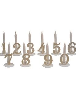 10 bougies chiffres dorées avec socle n° – pour célébrations et anniversaires