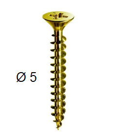 Vis bois agglo 5 x 35 mm tête fraisée acier yellox pozidriv